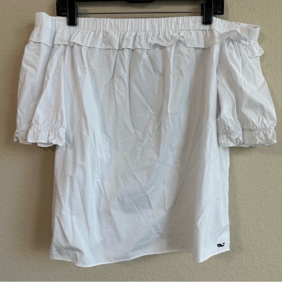 Vineyard Vines Target Top White Off The Shoulder Ruffle Top - Picture 4 of 5